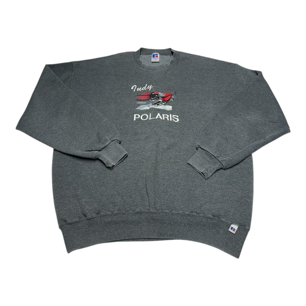 Vintage Indy Polaris Sweatshirt Men Sz XL Grey Racing Crewneck Pullover USA Made